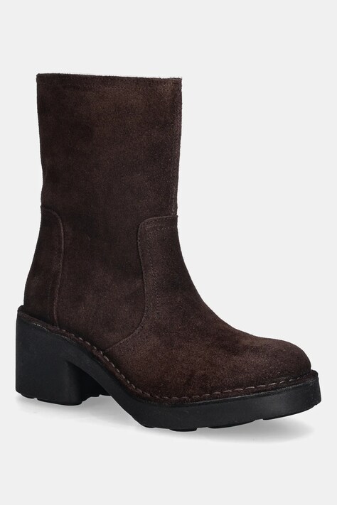 Σουέτ μπότες Fly London NORE191FLY γυναικείες, χρώμα: καφέ, P211191002