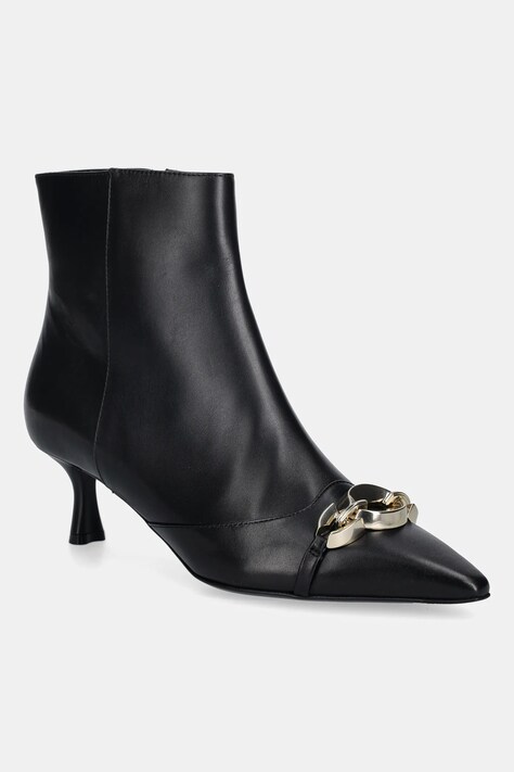 Baldinini botki skórzane damskie kolor czarny na szpilce D6B053P5VITE