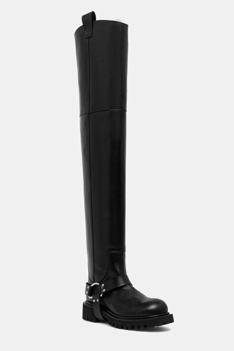 Кожени ботуши MSGM в черно с равна подметка 3942MDS676 557