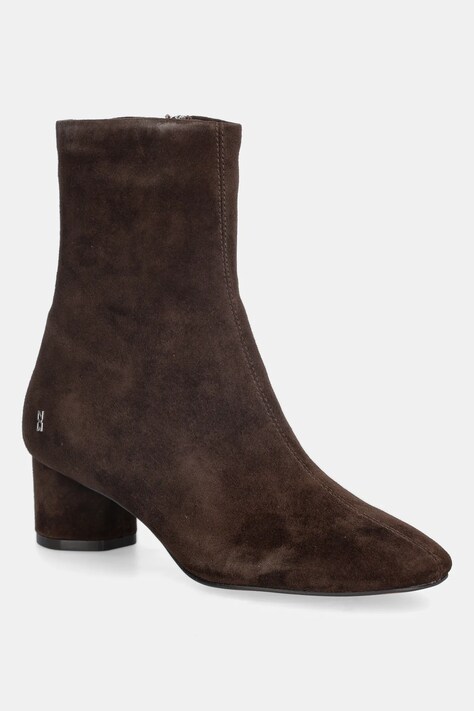Nokwol botki zamszowe Alyssa Brown Suede damskie kolor brązowy na słupku Alyssa Brown Suede
