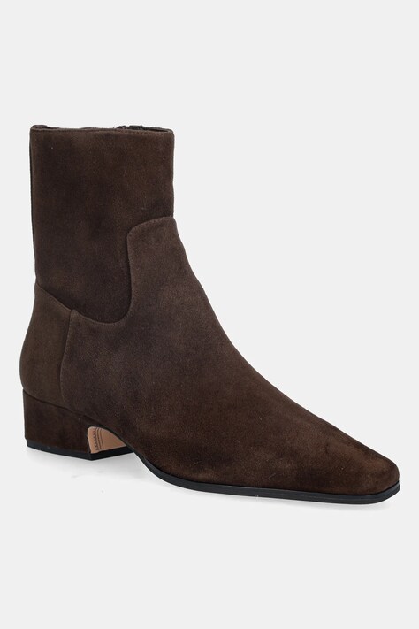 Nokwol botki zamszowe Dusty Chocolate Suede damskie kolor brązowy na słupku Dusty Chocolate Suede