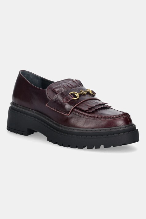Nokwol mokasyny skórzane Perry Burgundy Leather damskie kolor bordowy na platformie Perry Burgundy Leather