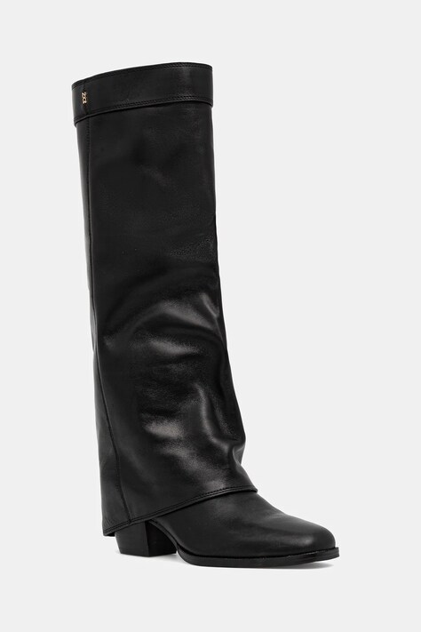 Nokwol kozaki skórzane Weather Black Leather damskie kolor czarny na słupku Weather Black Leather