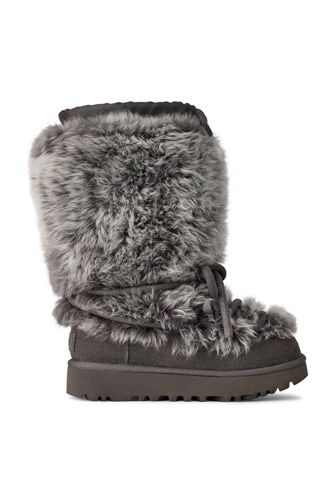 UGG śniegowce zamszowe W Classic Tall Chalet kolor szary 1175690.CHRC