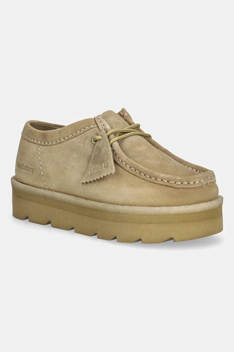 Clarks Originals półbuty zamszowe Meare Walla damskie kolor beżowy na platformie 26183785