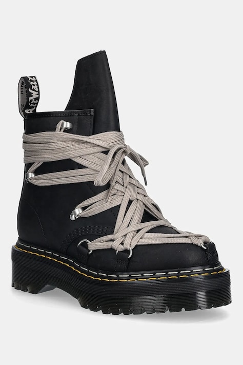 Kožne čizme Rick Owens DRKSHDW x Dr. Martens 1460 Quad Sole Megalace® Boot boja: crna, s platformom, DW02E6812.8001