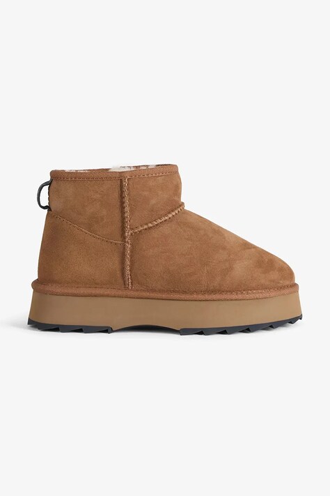 Emu Australia cizme de zăpadă din piele întoarsă Sharky Micro Flatform culoarea maro, W13304