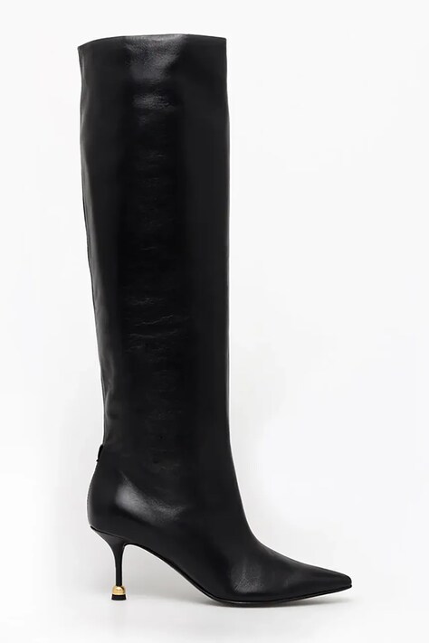 Кожени ботуши Vanda Novak Kaja Deep Black в черно с тънък ток