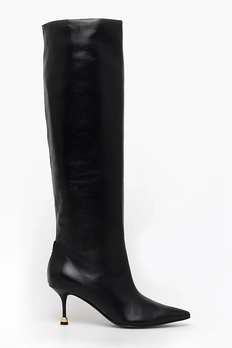 Кожени ботуши Vanda Novak Kaja Deep Black в черно с тънък ток