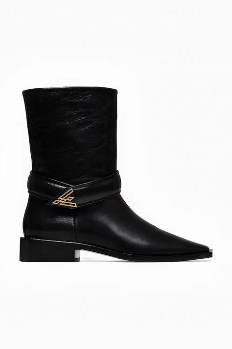 Vanda Novak botki skórzane ZOEY DEEP BLACK damskie kolor czarny na płaskim obcasie