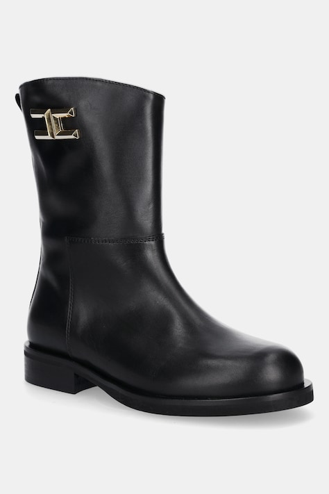 Elisabetta Franchi ghete din piele pentru copii culoarea negru, F4A5-E0445