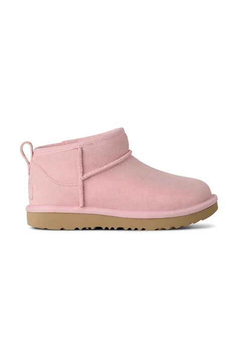UGG buty zimowe skórzane dziecięce CLASSIC ULTRA MINI DAZZLE kolor różowy 1171291K