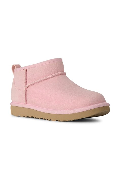 UGG buty zimowe skórzane dziecięce CLASSIC ULTRA MINI DAZZLE kolor różowy 1171291K