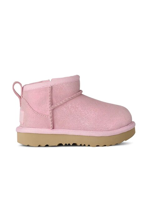 UGG buty zimowe zamszowe dziecięce CLASSIC ULTRA MINI DAZZLE kolor różowy 1171291T