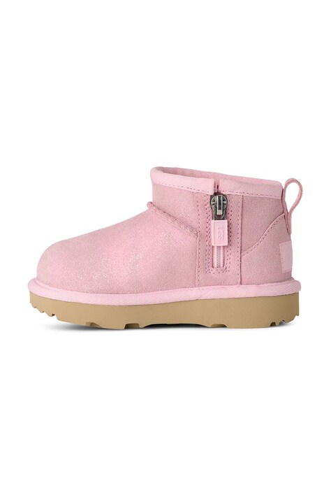UGG buty zimowe zamszowe dziecięce CLASSIC ULTRA MINI DAZZLE kolor różowy 1171291T