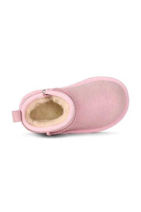 UGG buty zimowe zamszowe dziecięce CLASSIC ULTRA MINI DAZZLE kolor różowy 1171291T