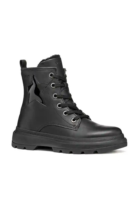Geox ghete de iarnă pentru copii din piele KIDDARTAH culoarea negru, J56MGG.08566