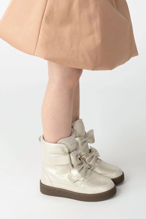 Donsje buty zimowe skórzane dziecięce Isa Exclusive Boots kolor srebrny 2024200