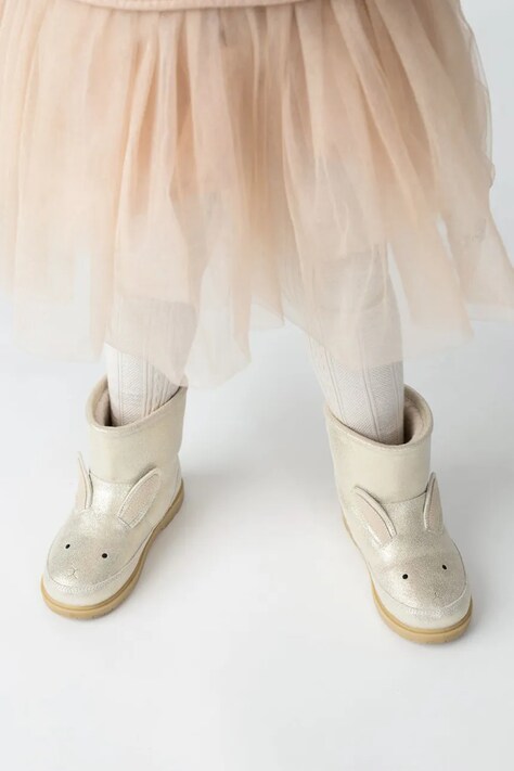 Donsje buty zimowe skórzane dziecięce Xelly Boots Bunny kolor srebrny 2031701