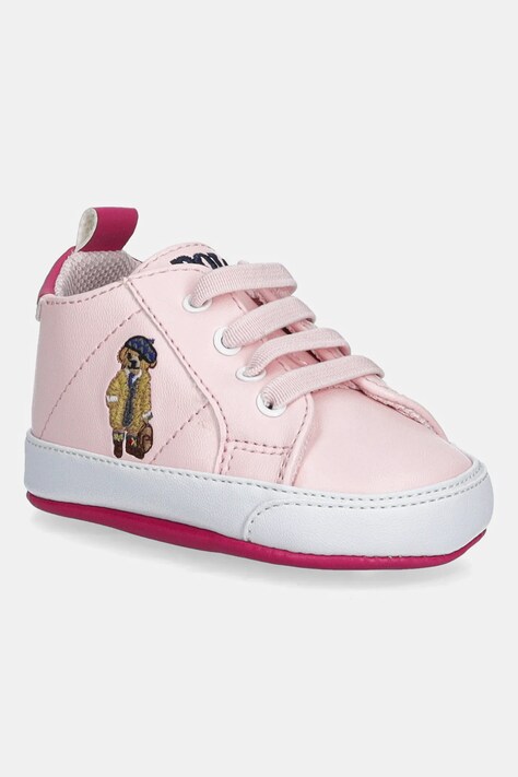 Polo Ralph Lauren buty niemowlęce QUILTON BEAR GORE HI LAYETTE kolor różowy RL03477680