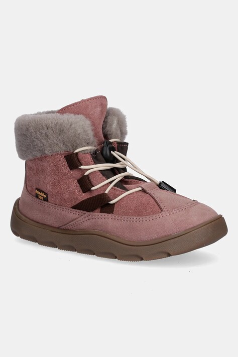 Froddo buty zimowe zamszowe dziecięce ZERU TEX COSY BAREFOOT kolor różowy G3110258