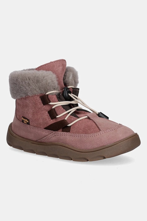 Dětské semišové zimní boty Froddo ZERU TEX COSY BAREFOOT růžová barva, G3110258