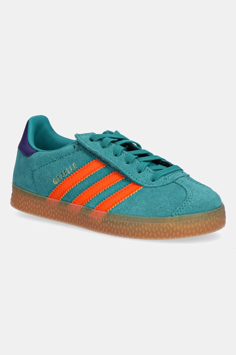Dječje tenisice od brušene kože adidas Originals GAZELLE boja: zelena, JR7428