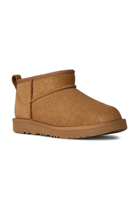 UGG buty zimowe zamszowe dziecięce CLASSIC ULTRA MINI DAZZLE kolor brązowy 1171291K