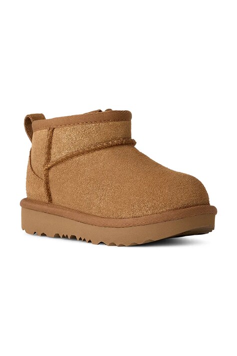 UGG buty zimowe zamszowe dziecięce CLASSIC ULTRA MINI DAZZLE kolor brązowy 1171291T