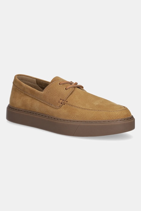 Mokasinke od nubuk kože Calvin Klein HYBRID LACE UP BOAT NU boja: smeđa, HM0HM01892