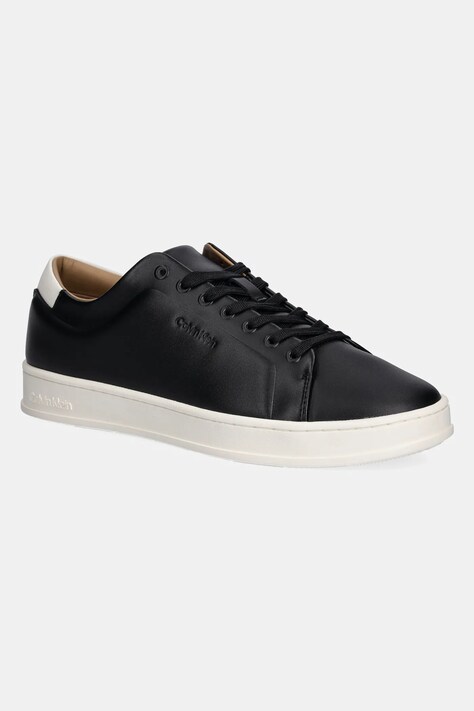 Δερμάτινα αθλητικά παπούτσια Calvin Klein PURE LOW LACEUP CUPSOLE HF LTH χρώμα: μαύρο, HM0HM01859