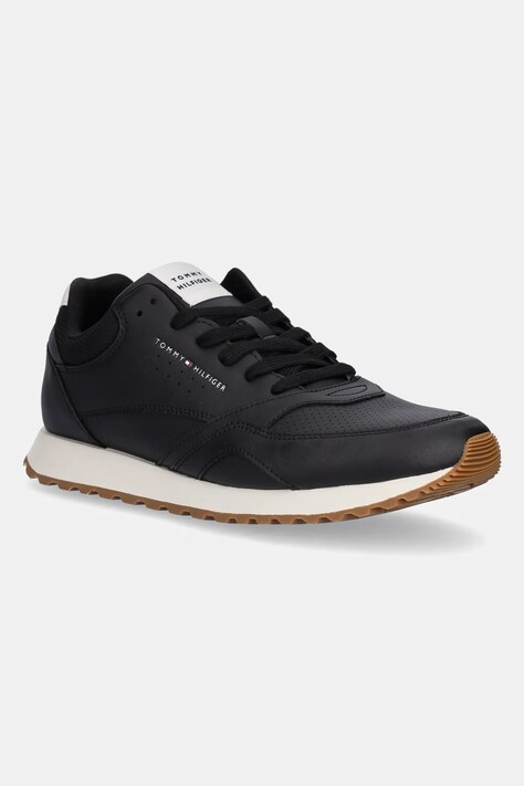 Δερμάτινα αθλητικά παπούτσια Tommy Hilfiger NEW RUNNER EVA LTH ESS χρώμα: μαύρο, FM0FM05512