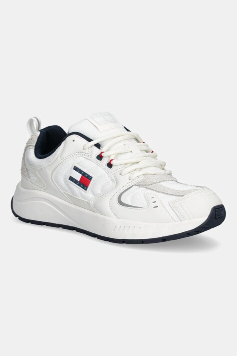 Αθλητικά Tommy Jeans TJM RUNNER MIX MATERIAL χρώμα: άσπρο, EM0EM01581