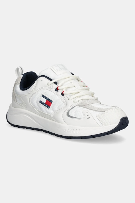 Tommy Jeans sneakers TJM RUNNER MIX MATERIAL culoarea alb, EM0EM01581