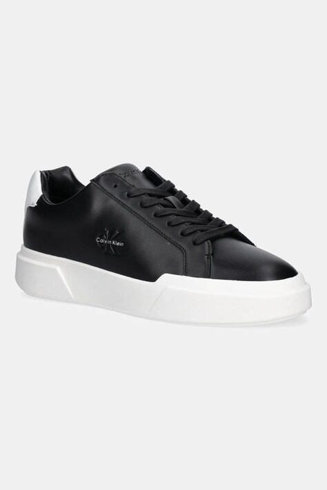 Kožne tenisice Calvin Klein CHUNKY CUPSOLE LACEUP LTH boja: crna, YM0YM01344