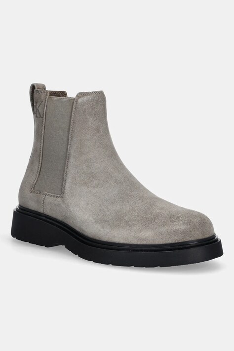 Calvin Klein sztyblety skórzane COMBAT ESS CHELSEA BOOT SU męskie kolor beżowy YM0YM01372