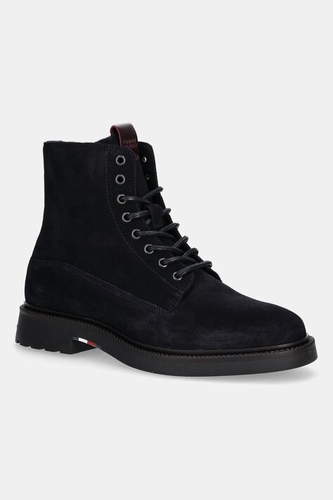 Tommy Hilfiger trapery zamszowe COMFORT LWT SDE BOOT męskie kolor granatowy FM0FM05594