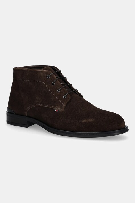 Tommy Hilfiger trzewiki zamszowe CORPORATE HILFIGER SDE BOOT męskie kolor brązowy FM0FM05579