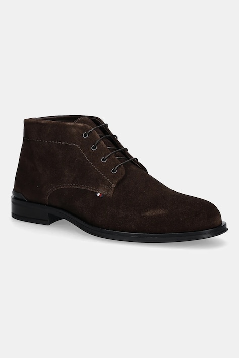 Semišové členkové topánky Tommy Hilfiger CORPORATE HILFIGER SDE BOOT hnedá farba, FM0FM05579