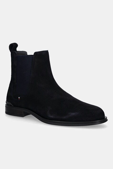 Semišové kotníkové boty Tommy Hilfiger CORPORATE HILFIGER SDE CHELSEA pánské, tmavomodrá barva, FM0FM05580