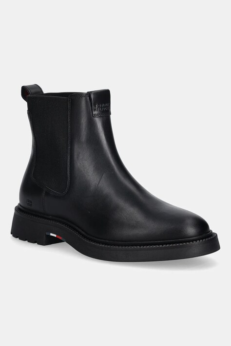 Tommy Hilfiger sztyblety skórzane HILFIGER COMFORT LWT LTH CHELSEA męskie kolor czarny FM0FM05591