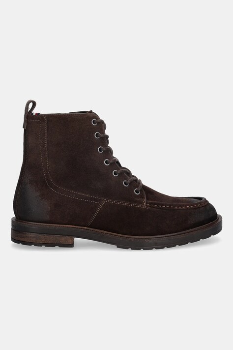 Tommy Hilfiger buty zamszowe CLEATED HILFIGER W SDE MOC BOOT męskie kolor brązowy FM0FM05599
