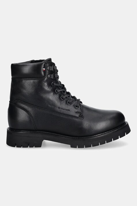 Tommy Hilfiger trapery skórzane FLEX TH OUTDOOR RS LTH BOOT męskie kolor czarny FM0FM05600
