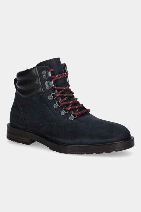 Tommy Hilfiger buty nubukowe CLEATED HILFIGER WRM HOOK BOOT męskie kolor granatowy FM0FM05699
