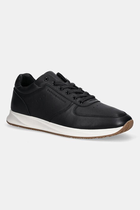 Kožené tenisky Tommy Hilfiger PREMIUM LEATHER HYBRID pánské, černá barva, FM0FM05700