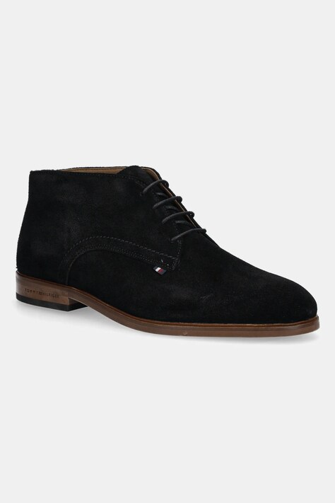 Σουέτ μποτάκια Tommy Hilfiger HILFIGER DRESS SUEDE BOOT χρώμα: μαύρο, FM0FM05726
