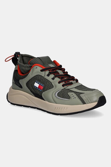 Tommy Jeans sneakersy TJM RUNNER MIX MATERIAL męskie kolor zielony EM0EM01620