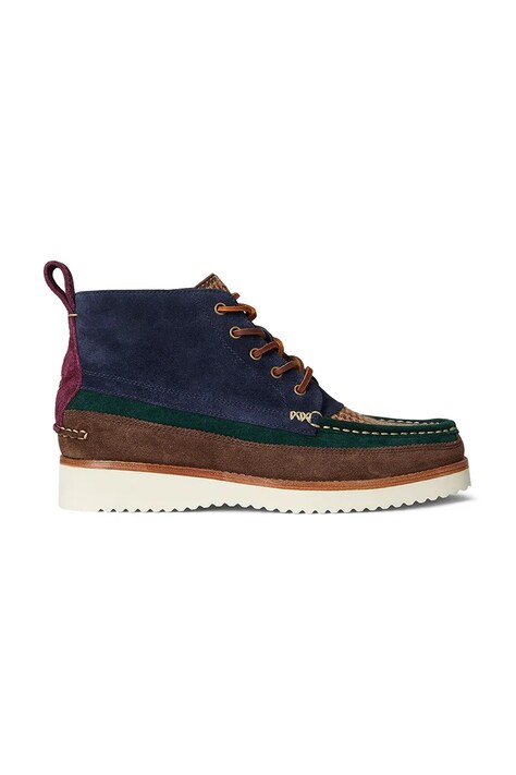 Čevlji iz semiša Polo Ralph Lauren Ranger Wrkbt moški, mornarsko modra barva, 812974126001