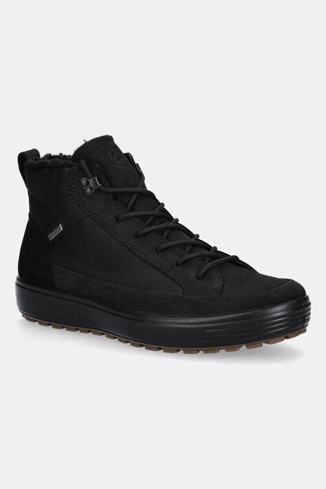 Ecco buty nubukowe Soft 7 Tred High Boot męskie kolor czarny 450444-51052