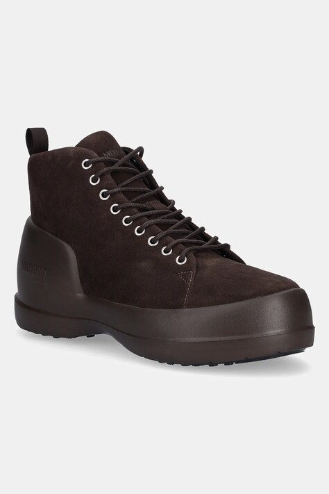 Moon Boot śniegowce zamszowe MB MEZZALUNA LACE UP MID SUEDE kolor brązowy 80D2500030 M010
